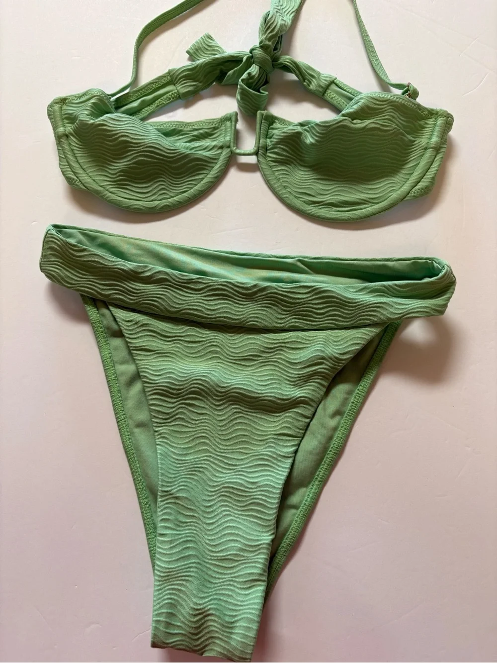 Monday Swimwear Mint Green Textured Underwire Bikini S/P